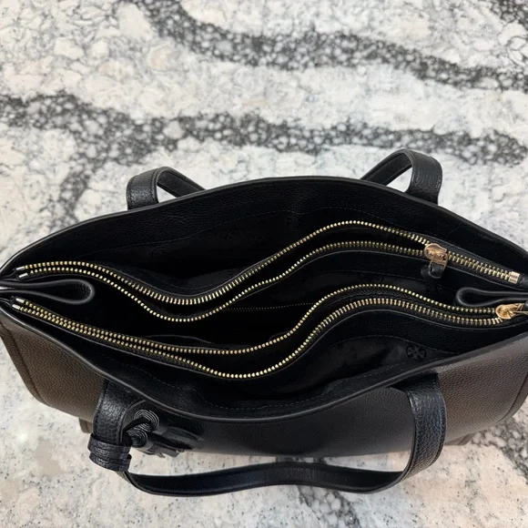 Tory Burch Black Pebbled Leather Tote
